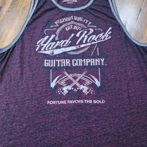 Mens XL Sleeveless Hard Rock Guitar Co. Shirt,Tanktop, Burnout,Burgundy